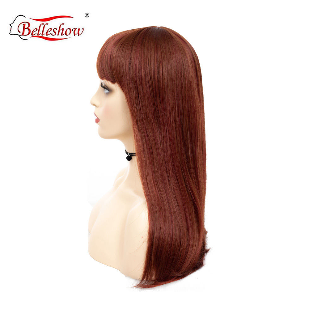 Hot sell synthetic long wig  women's long straight hair curtain head cover cheap hair wig