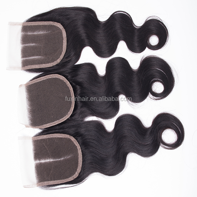 brazilian 4*4 human hair transparent swiss lace closure silk free middle 3 part