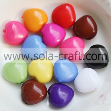 12MM Solid Mixed Color Acrylic Heart Charm Beads Pattern