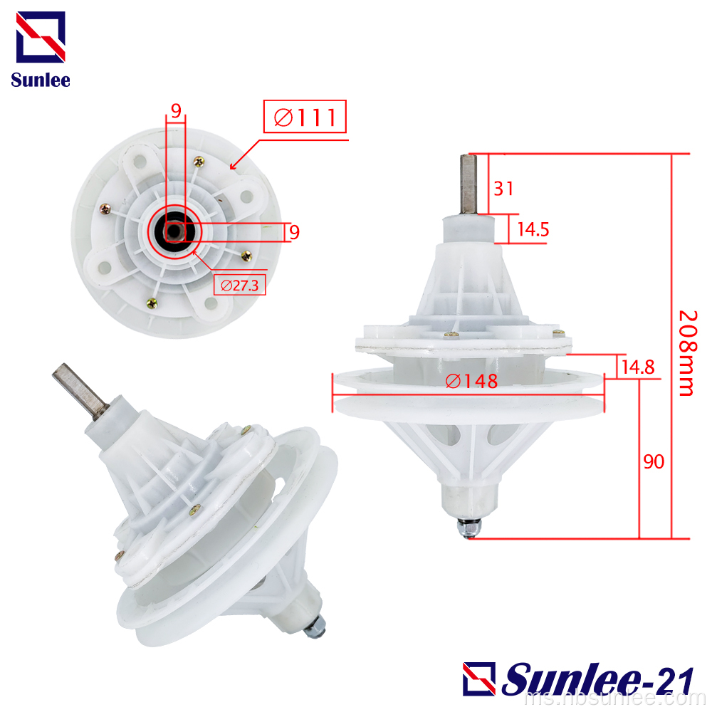 Kotak gear Mesin basuh berkembar poros 9mm Square