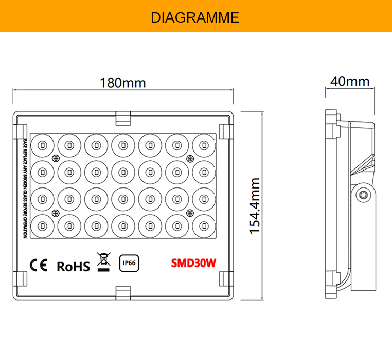 long range pir sensor led flood light 30w wire pir motion sensor