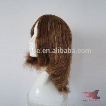 18inch layered Natural hair kosher wigs highlighted blonde wigs