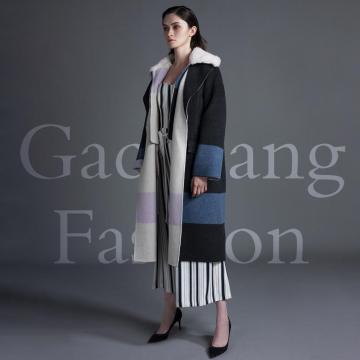 Cappotto patchwork blu e nero