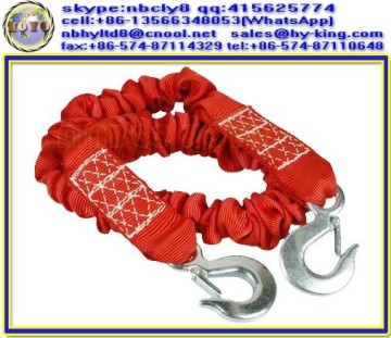 Red polyester truck tow rope , towing rope with pp belt , towing belt