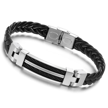 Wholesale Stainless Steel Genuine Gold Men silicone rubber Bracelet Mens Leather Bracelet