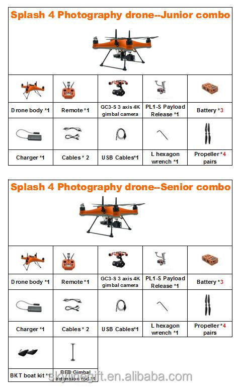 IP67 Waterproof  2kg payload Swellpro SplashDrone 4 camera fishing drone with Night vsion & rescue