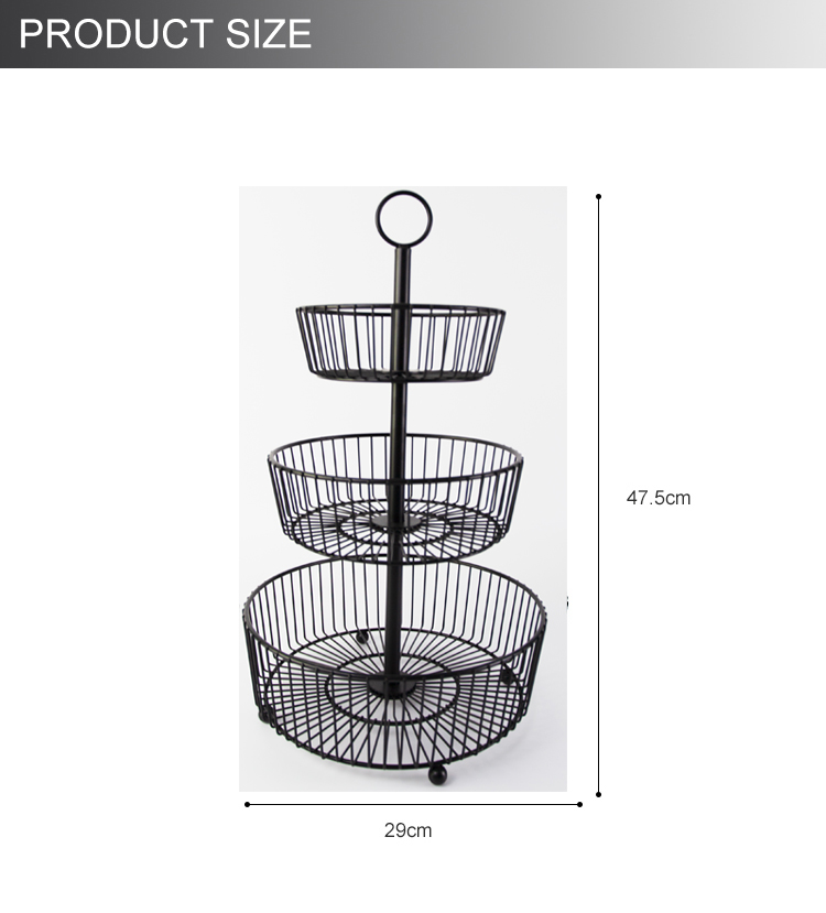 Custom 2 Tier Countertop Fruit Basket Bowl Storage Food Metal Wire Storage Holder For Home