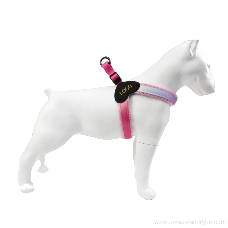 Pink-White Gradient Color Adjustable Mesh Dog Harness