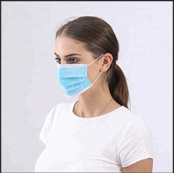 blue medical mask with faces