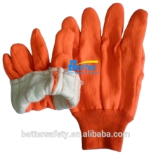 Knit Wrist Orange Canvas Cotton glove Warm Fleece Lining