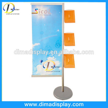 new metal stand with acrylic sign brochure holder, aluminum magazine display stand