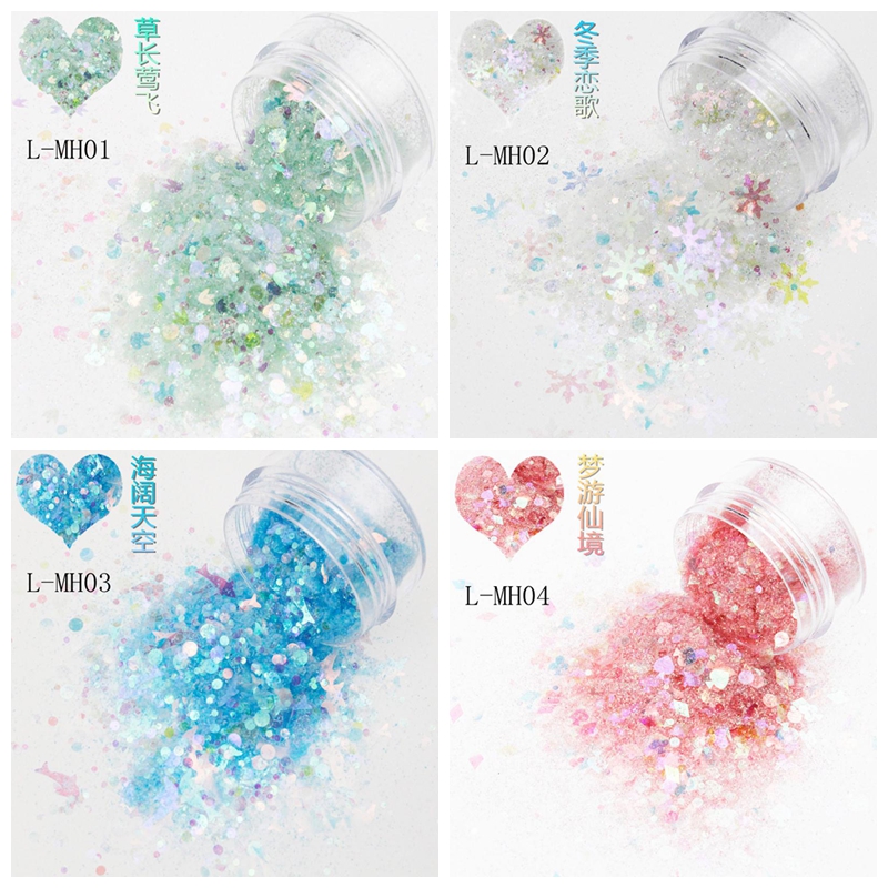 2021 new Glitter powder glow in dark glitter shapes