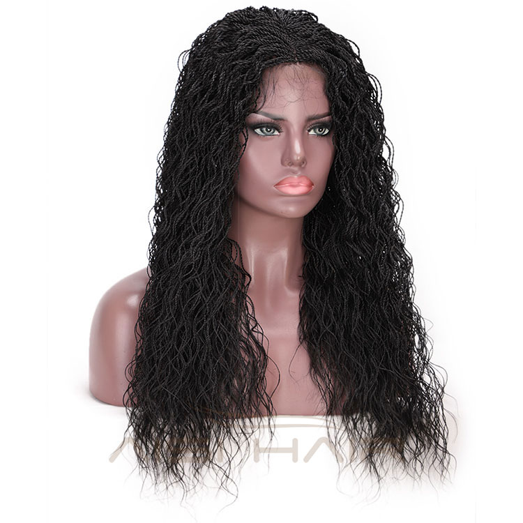 Aisi Hair Lace Front Senegalese Twist Braided Long Wavy Wigs Synthetic Middle Part Lace Front Long Braided Wigs