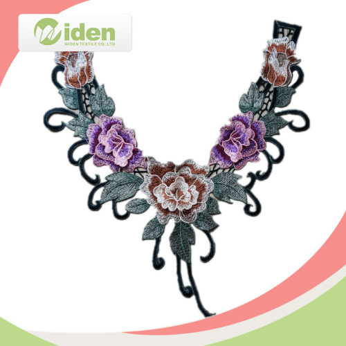Latest neck design lace for wholesale rose flower pattern 3D collar lace