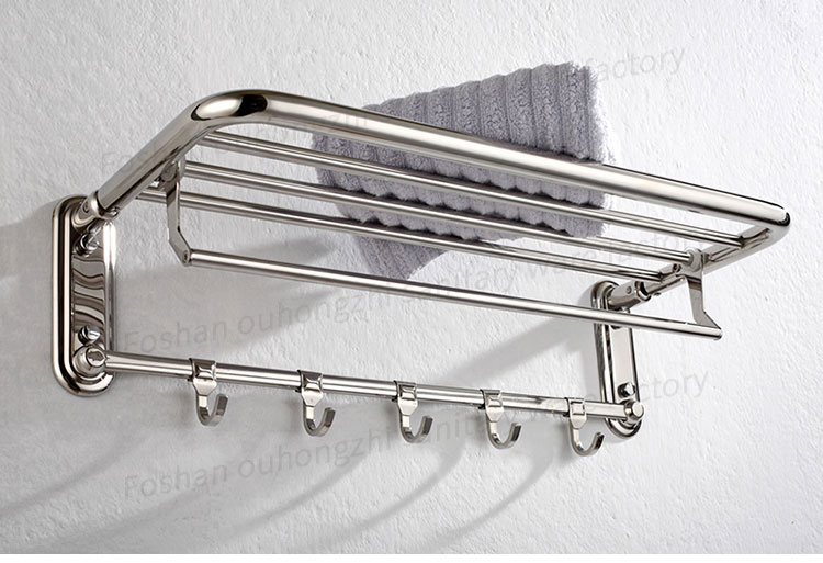 838 New design and stainless steel foldable towel rack with hooks