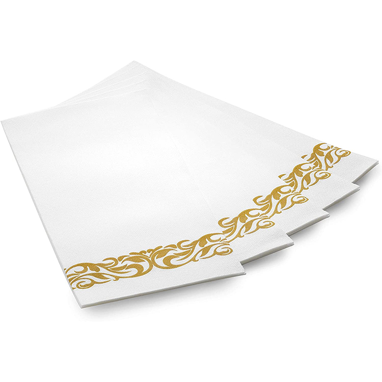 100Pcs Gold Disposable Paper Napkins Guest Hand Towel Napkins for Birthday, Dinners, Wedding, Christmas, Parties