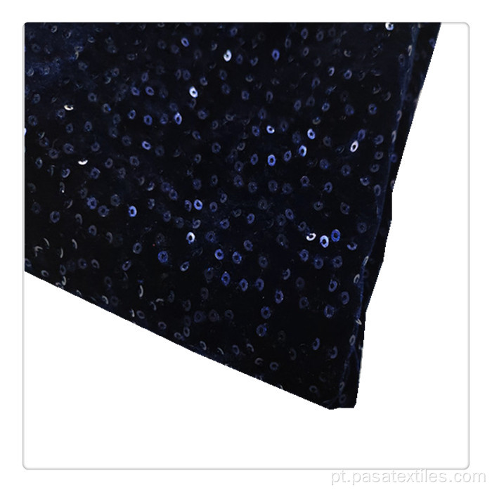 Marinha azul lantejoulas 3mm veludo spandex dhl vestido de entrega rápida