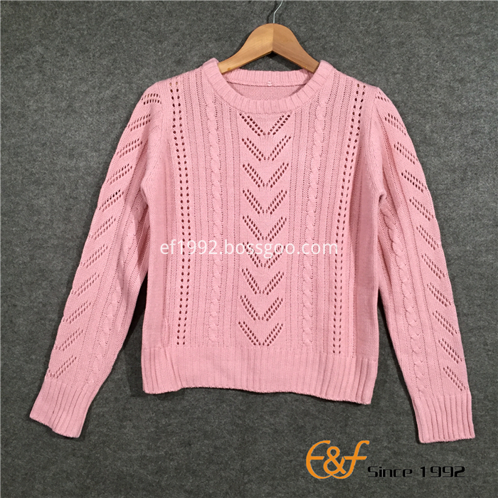  Plain Classic Pointelle Structure  Women's Spring Autumn Sweaters