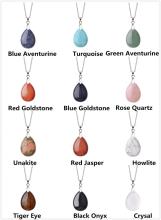 Natural Semi Precious Gemstone Waterdrop Pendant Necklace