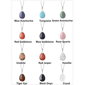 Natural Semi Precious Gemstone Waterdrop Pendant Necklace