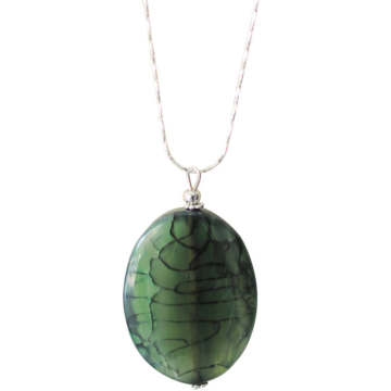 Natural Gemstone Agate Necklace with Silver Chain