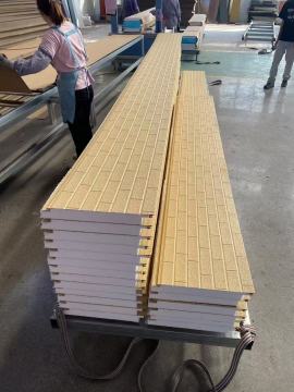 Yellow Standard Width Brick Pattern Metal Carved Panel Exterior Wall Panel