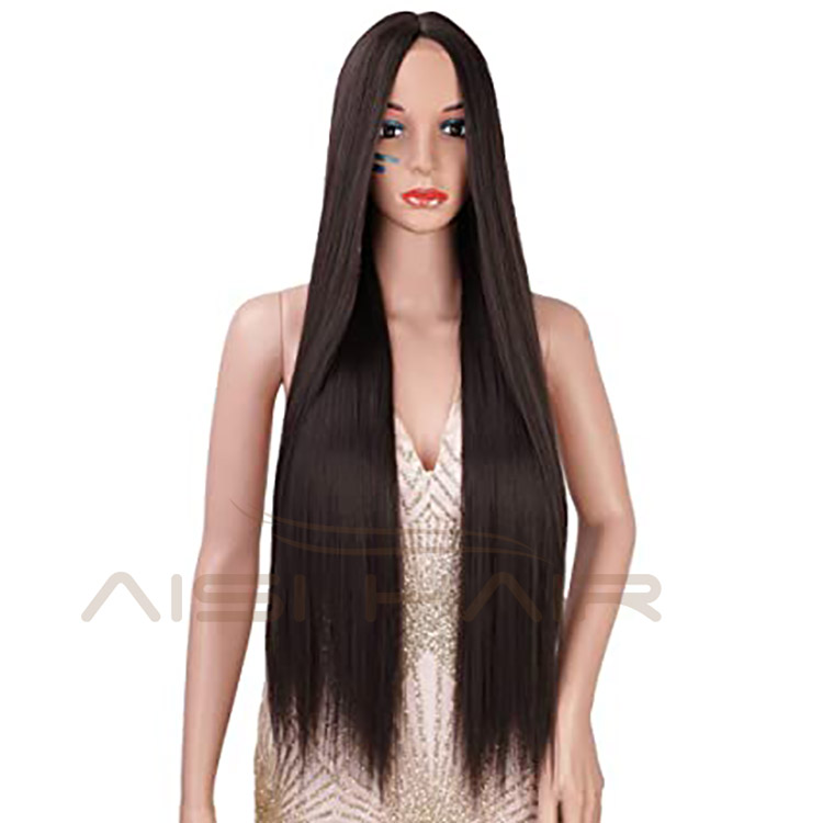 Aisi Hair Wholesale Cheap Vendor Silky Straight Lace Frontal Brown Synthetic Hair For Black Women Lace Front Wig