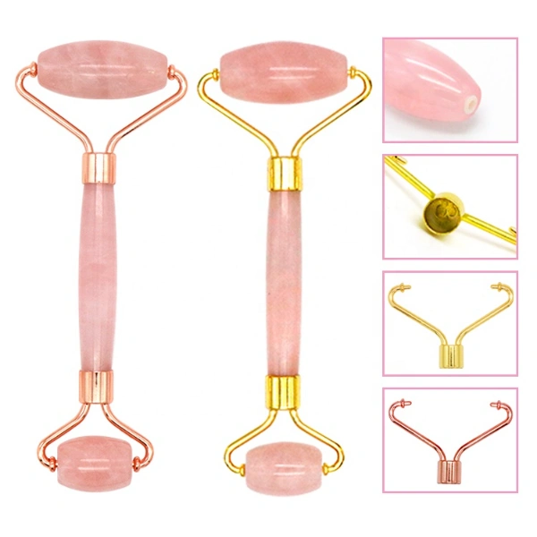 Private Label Rose Quartz Jade Face Roller with Natural Stone