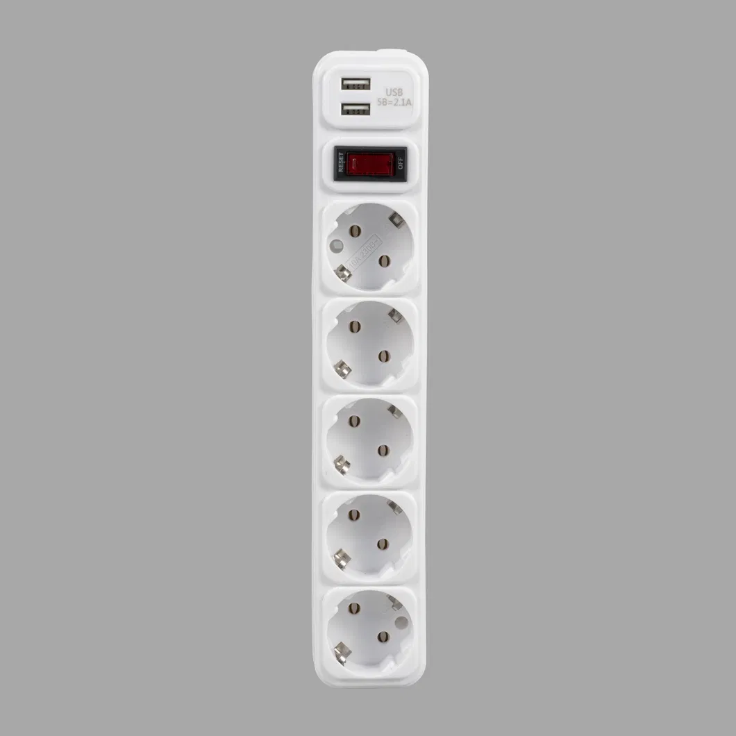 EU 6 Way German Extension Sockets with Switch with Surge Protect
