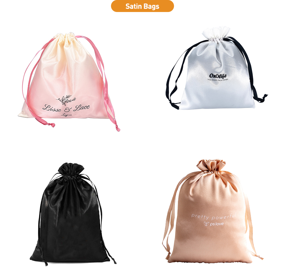 Private Label Tags Silk Satin Bags Custom Logo Design Print Hair Bundles Wigs Wrap Labels Hair Extensions Shipping Package
