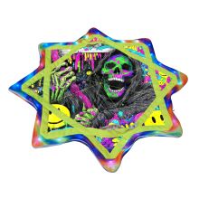 UV-reactive glow-in-dark LED flowstar for blacklight neon events