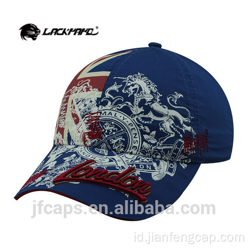 topi golf bordir dan cetak LONDON biru