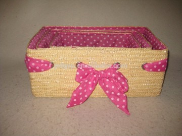 Rectangular Wheat Stem Storage Basket