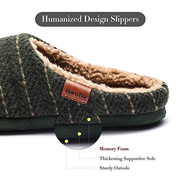 Men's Cozy Memory Foam Slippers with Fluffy Slip-on Clog Winter House Shoes Anti-Skid Sole