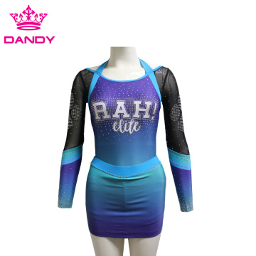 Gesneden en genaaide gesublimeerde blauwe cheerleader-outfit