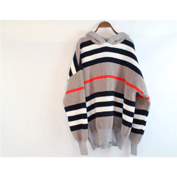 Cheap Striped Bat Sleeve Sweater with Hood