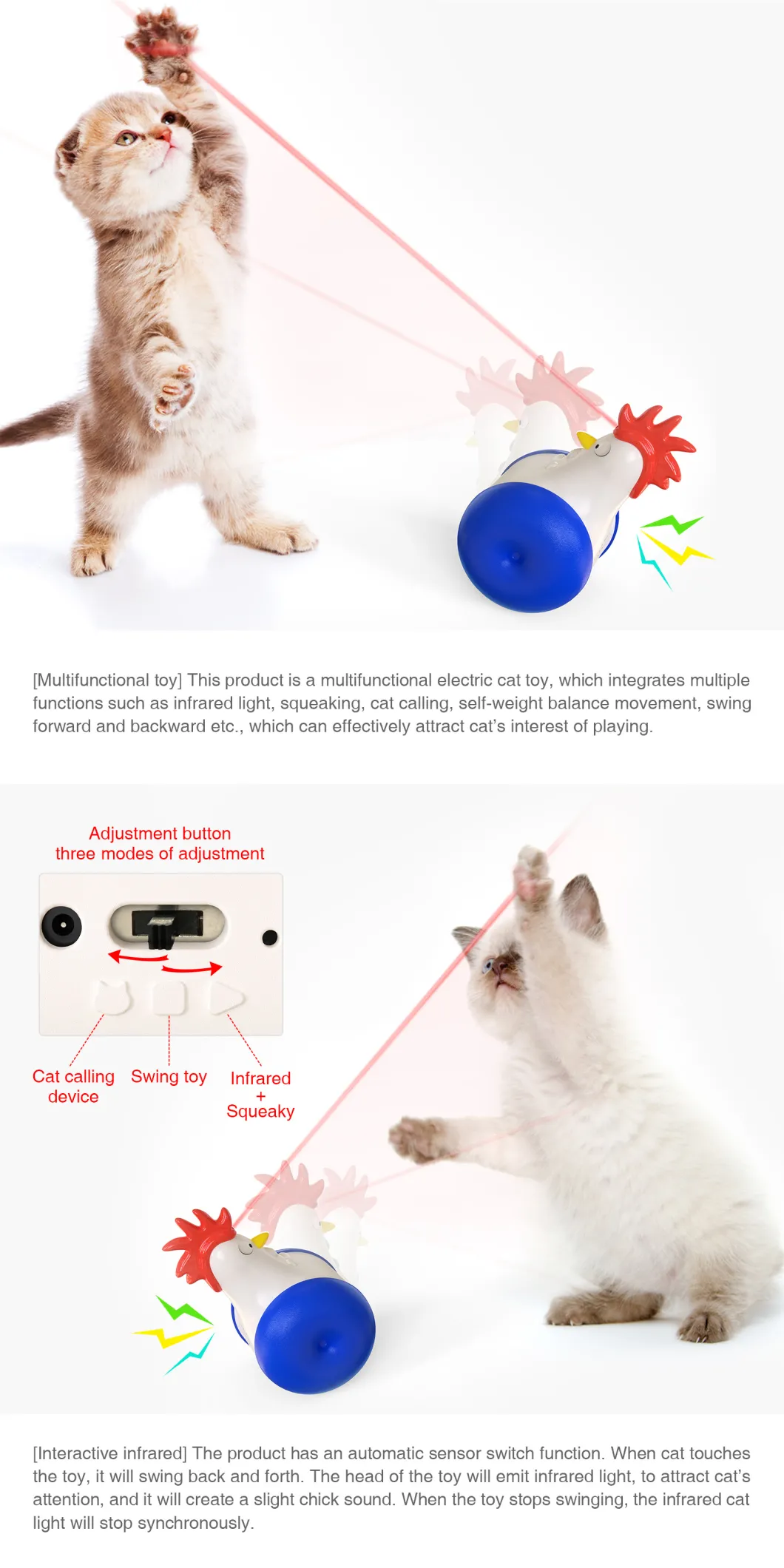 Rechargeable Electric Cat Toy with Infrared Light Laser Pet Toys