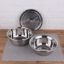 Multi-Function Grater Colander and Bowls Set - 3pcs Grater Set with Mixing Bowl