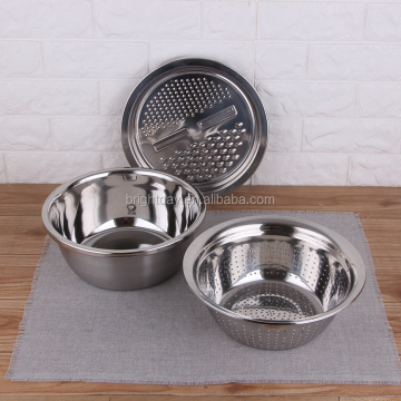 Multi-Function Grater Colander and Bowls Set - 3pcs Grater Set with Mixing Bowl
