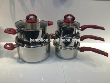 stainless steel cookware sets bakelite handle cookware satin finished inside straight shape saucepan with glass lid