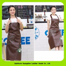Coffee Shop Used Custom Flower Logo Pu Leather Waitress Apron 16019