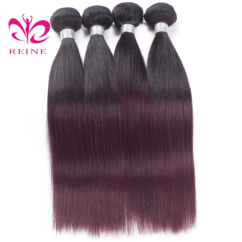 Wholesale Hair Bundles Reine Brazil Ombre Color 99J Hair Weave Virgin Straight 4 Bundles double drawn human hair wigs