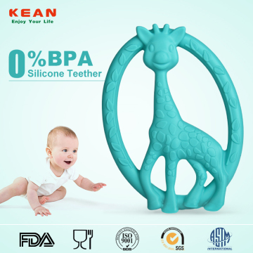 Kean promotion cheap giraffe BPA Free silicone baby teethers toy