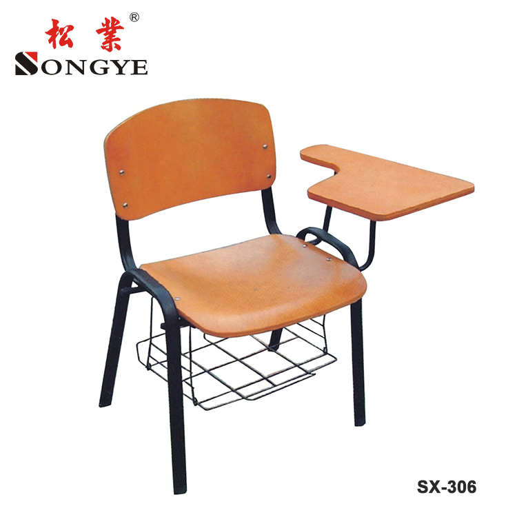 Comfortable Plastic Student School Chairs With Writing Tablet Arm