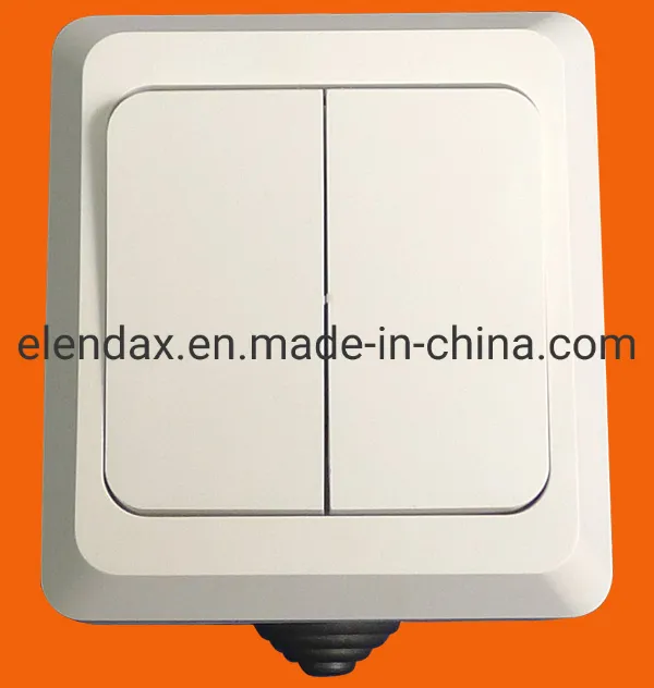 Настенный двухклавишный переключатель для поверхностного монтажа