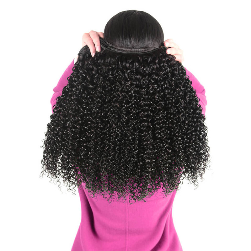 kinky curly ready to ship wholesale price Human Hair natural black Human Hair Bundles With Closure for black woman