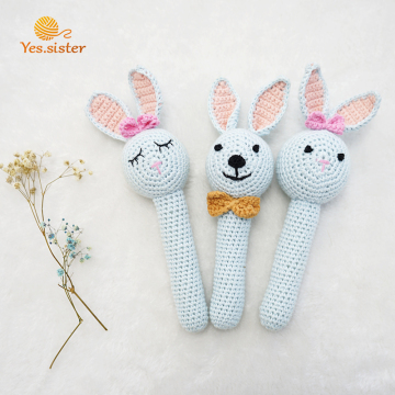Soft Crochet Baby Handmade Bunny Rattle Stick