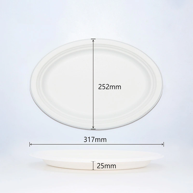 Compostable Bagasse Disposable 9.9''*12.5'' Small Oval Plate
