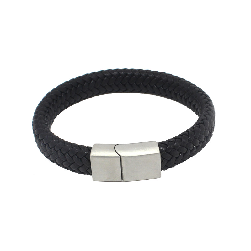 2019 hot sale Male Leather Bracelet With Stainless Steel Magnetic Clasp