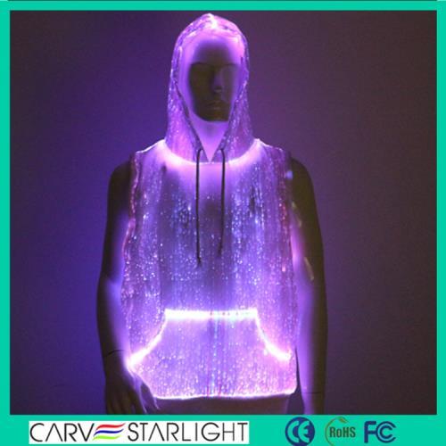 light up optic fiber lighting illuminated clothing man hoodie